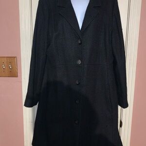 Old Navy Italian Wool Blend Longline Coat – XXL – Black Textured Bouclé